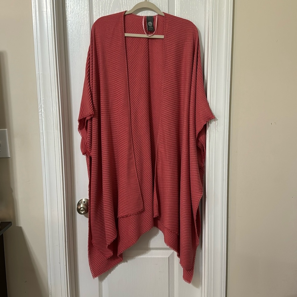 Pink Kimono/Shawl/Cover-up/Sweater/Fringe sleeve never worn